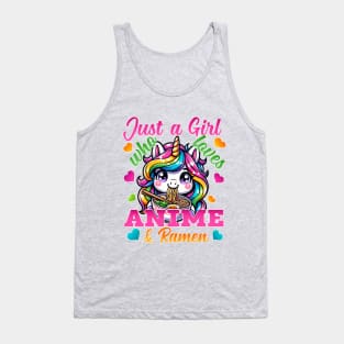 Kawaii Just A Girl Who Loves Anime Unicorns & Ramen Noodles Tank Top